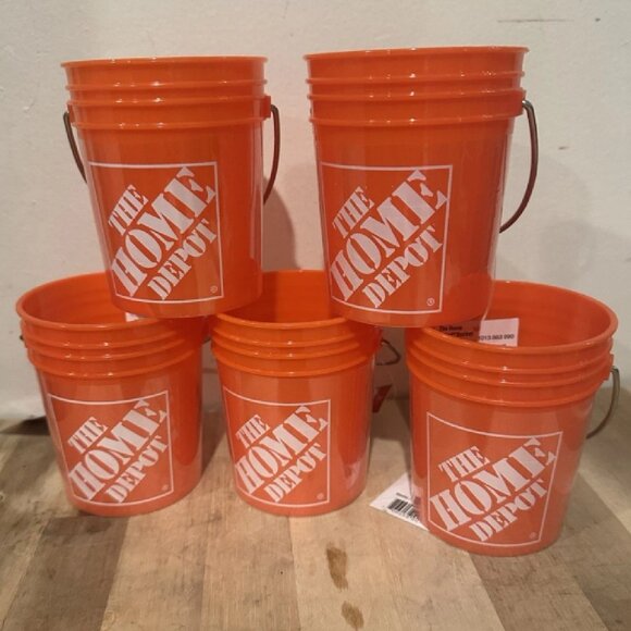 5 pc LOT - LIMITED ED HOME DEPOT 3.75" Mini Ornament Orange Bucket 0.5-Quart - Picture 1 of 1